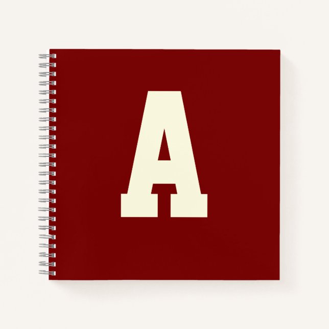 Retro monogram alpha burgundy cream notizbuch (Vorderseite)