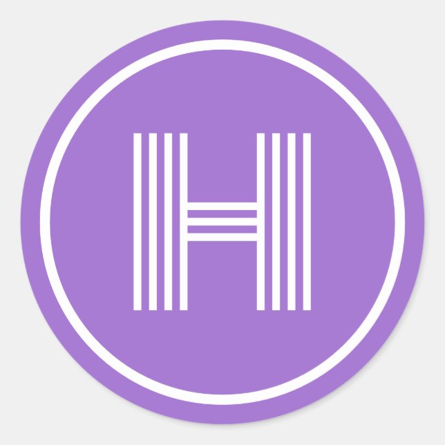 Retro Monogram Initial Amethyst Lila Runder Aufkleber (Vorderseite)