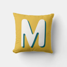 Retro Monogram Türkis Weiß Gelb