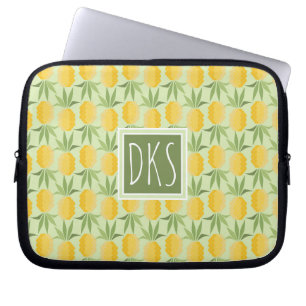 Retro Monogramm der Ananas-  Laptopschutzhülle