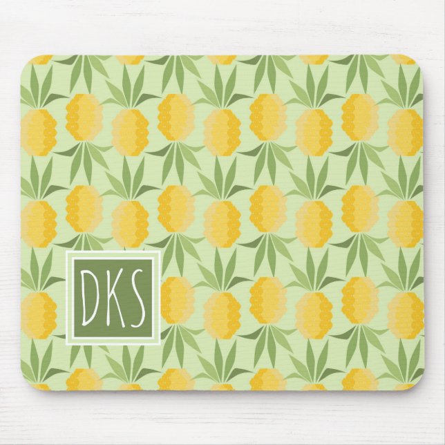 Retro Monogramm der Ananas-| Mousepad (Vorne)