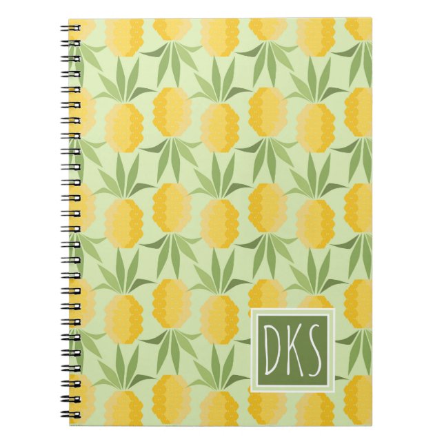 Retro Monogramm der Ananas-| Notizblock (Vorderseite)