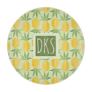 Retro Monogramm der Ananas-  Schneidebrett