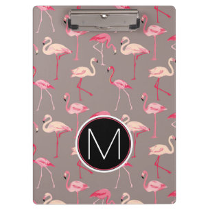 Retro Monogramm der Flamingo-  Klemmbrett