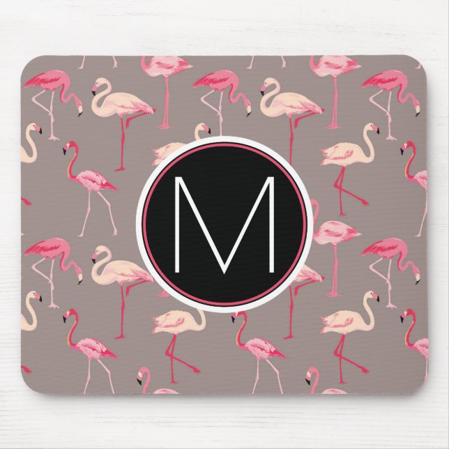 Retro Monogramm der Flamingo-| Mousepad (Vorne)