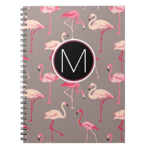 Retro Monogramm der Flamingo-  Notizblock
