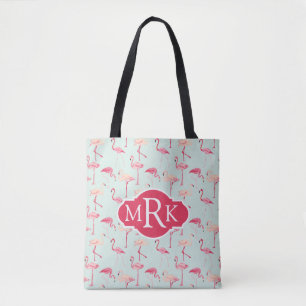 Retro Monogramm des Flamingo-Muster- Tasche