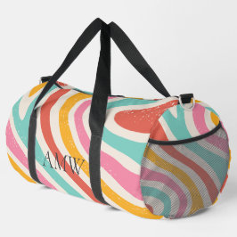 Retro-Monogramm farbige wellige Streifen Duffle Bag