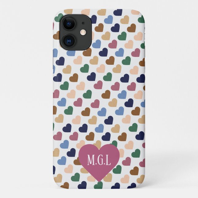 Retro-Monogramm für mehrfarbige Kleinhörer Case-Mate iPhone Hülle (Rückseite)