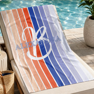 Retro-Monogramm-Gestreifter-Strandtuch mit individ Strandtuch