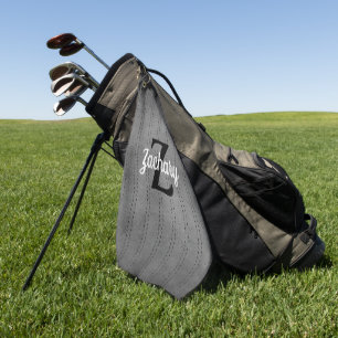 Retro Monogramm Grau Vintage Pinstripes Golfhandtuch