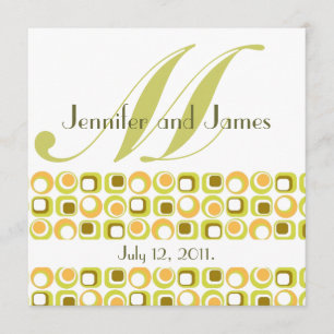 Retro Monogramm-Hochzeits-Einladungs-Rosa-Orange Einladung