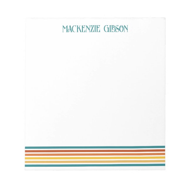 Retro-Monogramm-Minimalist-Streifen Notizblock (Vorderseite)