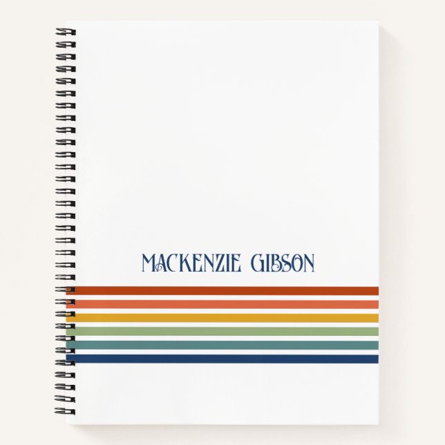 Retro-Monogramm-Minimalist-Streifen Notizbuch (Vorderseite)