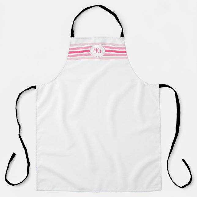 Retro-Monogramm-Minimalist-Streifen Schürze (Vorderseite)