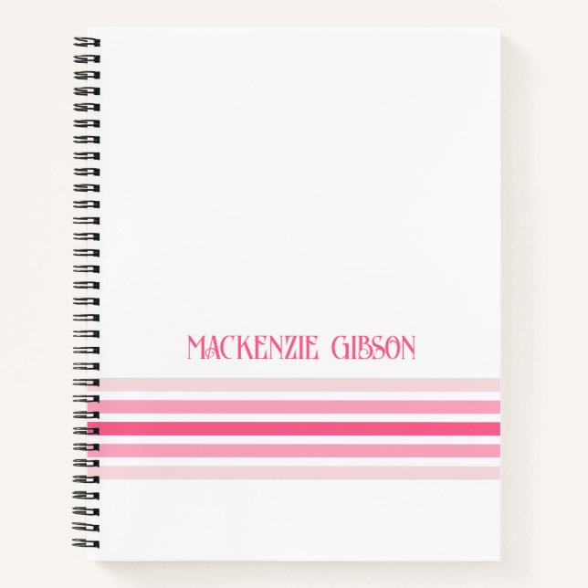 Retro-Monogramm-Minimalist-Stripes Notizbuch (Vorderseite)