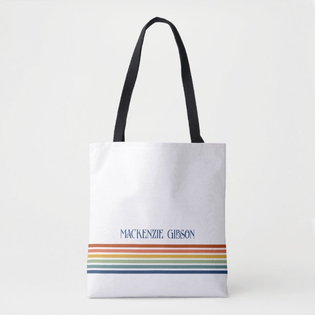 Retro-Monogramm-Minimalist-Stripes Tasche (Vorderseite)