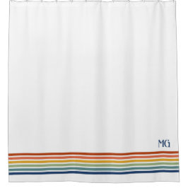 Retro Monogrammed Minimalist Stripes Duschvorhang