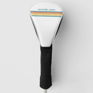 Retro Monogrammed Minimalist Stripes Golf Headcover