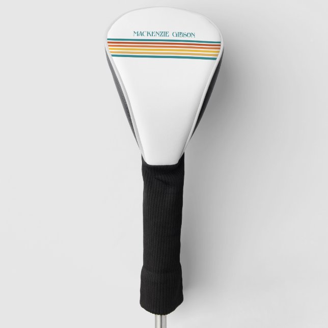 Retro Monogrammed Minimalist Stripes Golf Headcover (Vorderseite)