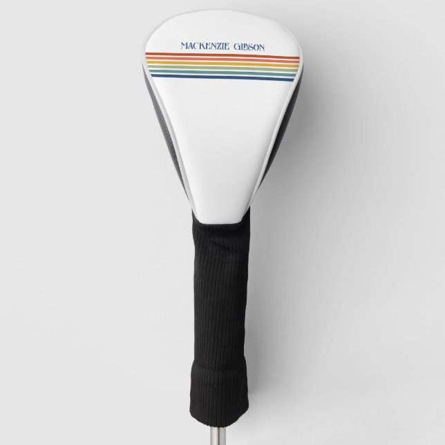 Retro Monogrammed Minimalist Stripes Golf Headcover (Vorderseite)