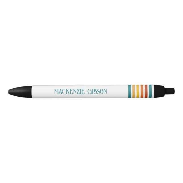 Retro Monogrammed Minimalist Stripes Kugelschreiber (Vorderseite)