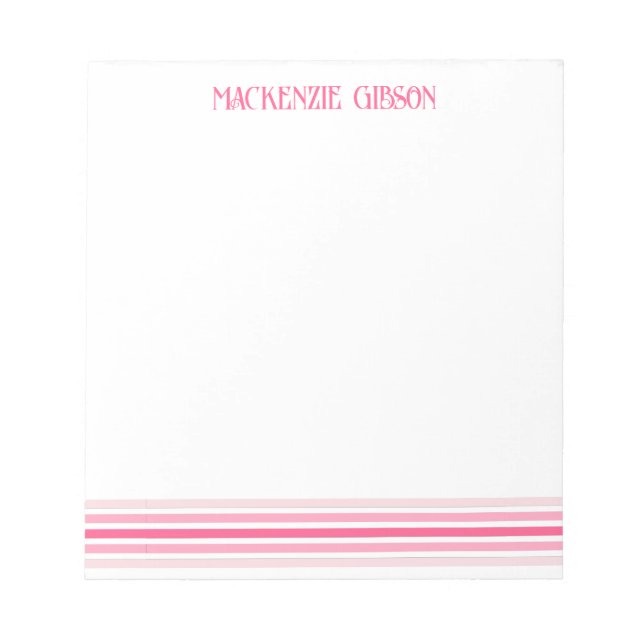 Retro Monogrammed Minimalist Stripes Notizblock (Vorderseite)