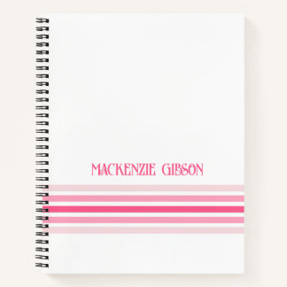 Retro Monogrammed Minimalist Stripes Notizbuch