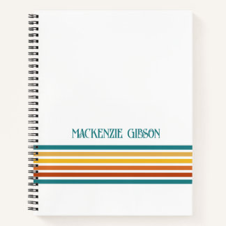 Retro Monogrammed Minimalist Stripes Notizbuch
