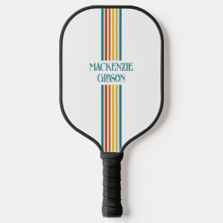 Retro Monogrammed Minimalist Stripes Pickleball Schläger