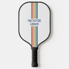 Retro Monogrammed Minimalist Stripes Pickleball Schläger