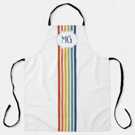 Retro Monogrammed Minimalist Stripes Schürze