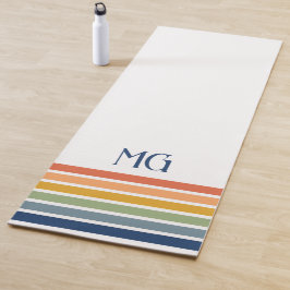Retro Monogrammed Minimalist Stripes Yogamatte