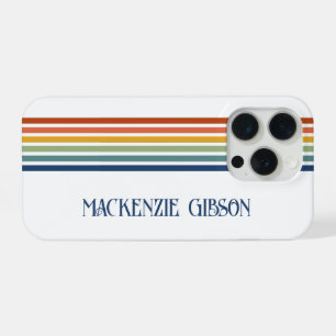 Retro monogrammierte minimalistische Streifen iPhone 15 Pro Hülle