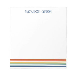 Retro monogrammierte minimalistische Streifen Notizblock
