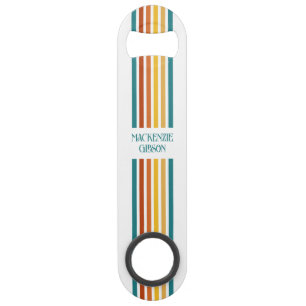 Retro monogrammierte minimalistische Streifen Speed Flaschenöffner