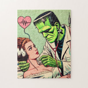Retro Monster-Liebe-Comicen