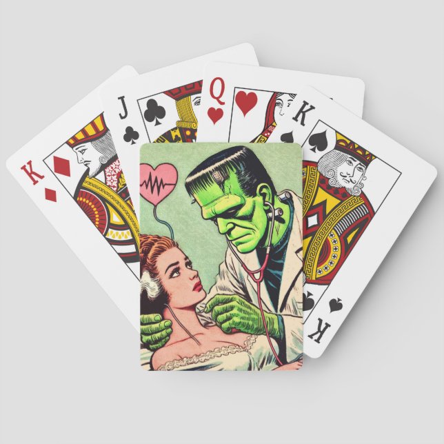 Retro Monster-Liebe-Comicen Spielkarten (Rückseite)