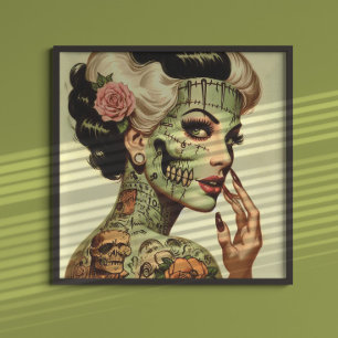 Retro-Monster Pin-up Poster