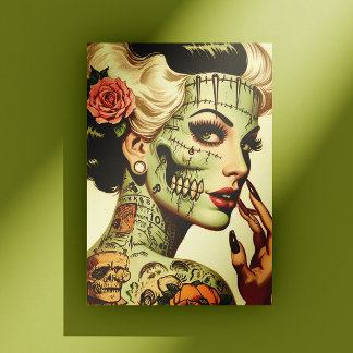 Retro Monster  Pin-up Postkarte