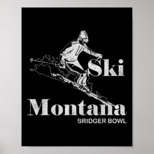 Retro Montana Bridger Bowl Skifahren Tee Poster