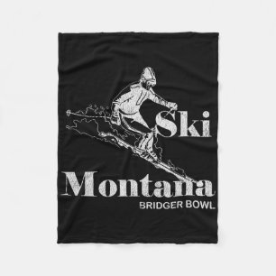 Retro Montana Bridger Skifahren T-Shirt Fleecedecke