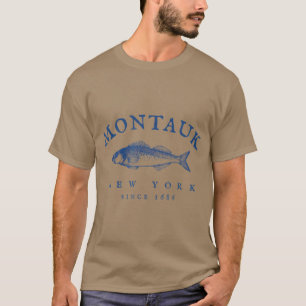 Retro Montauk New York Fishing T-Shirt