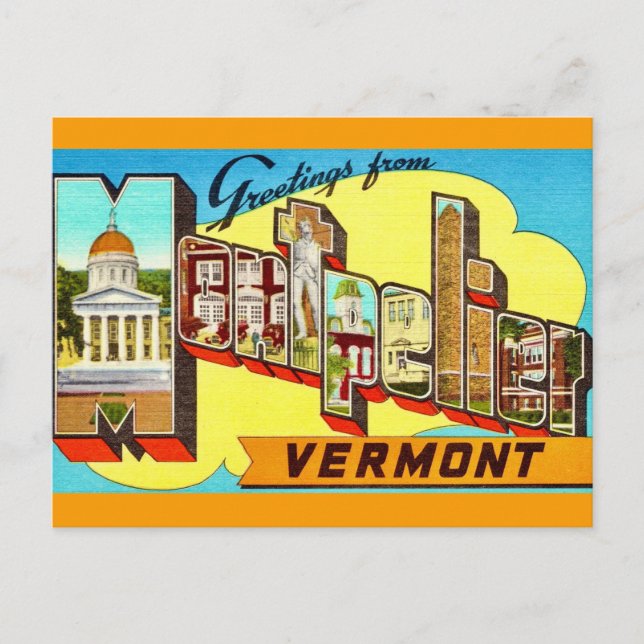 Retro Montpelier Vermont Postkarte (Vorderseite)