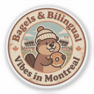 Retro Montreal Biber und Bagel Aufkleber