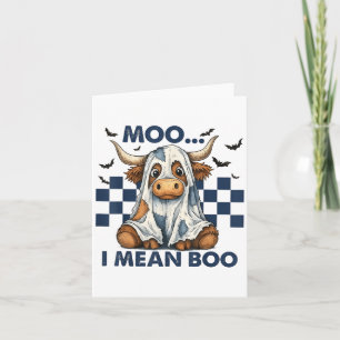 Retro Moo I Gemein Boo Blue Denim Funny Halloween Karte