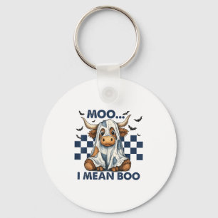 Retro Moo I Gemein Boo Blue Denim Funny Halloween Schlüsselanhänger