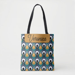 Retro Mood Teal Mustard Name Personalized Tasche
