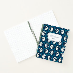 Retro Moon Phases Schachbrett Square in blau Notizbuch