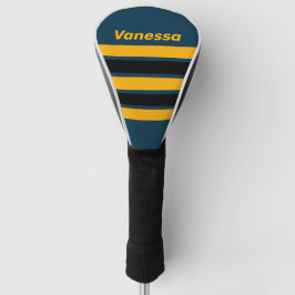 Retro Moonlit Tide Across Striping with Name Golf Headcover